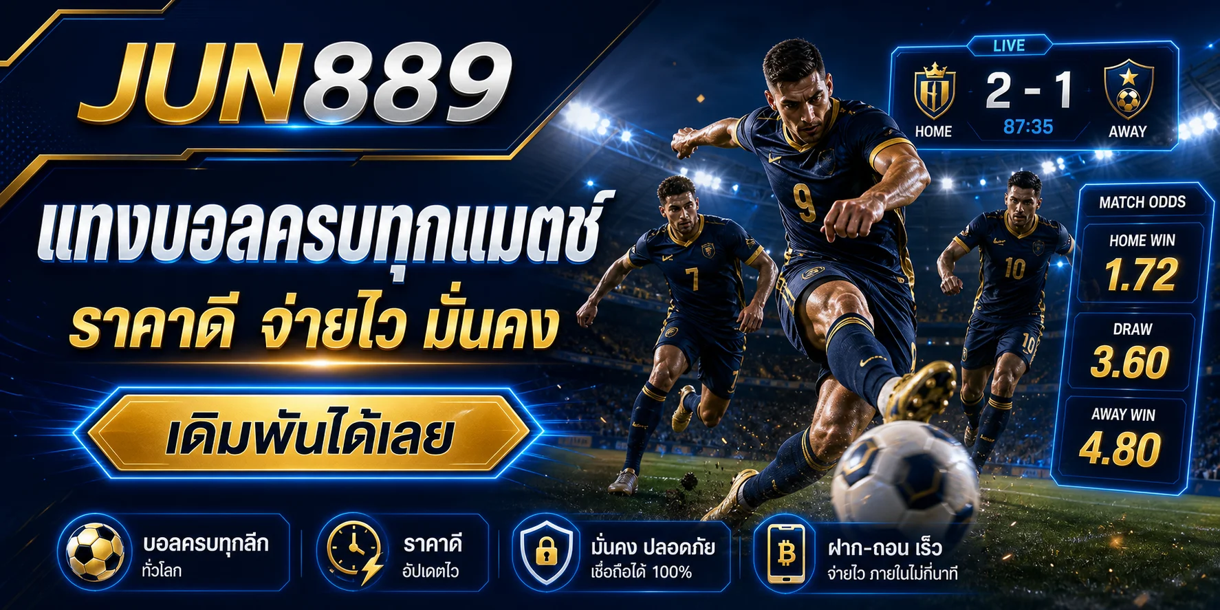 JUN889 เว็บตรงครบวงจร สล็อต คาสิโน กีฬา หวย
